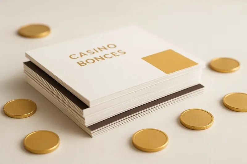 Stack of casino bonus vouchers and reward cards with scattered gold coins